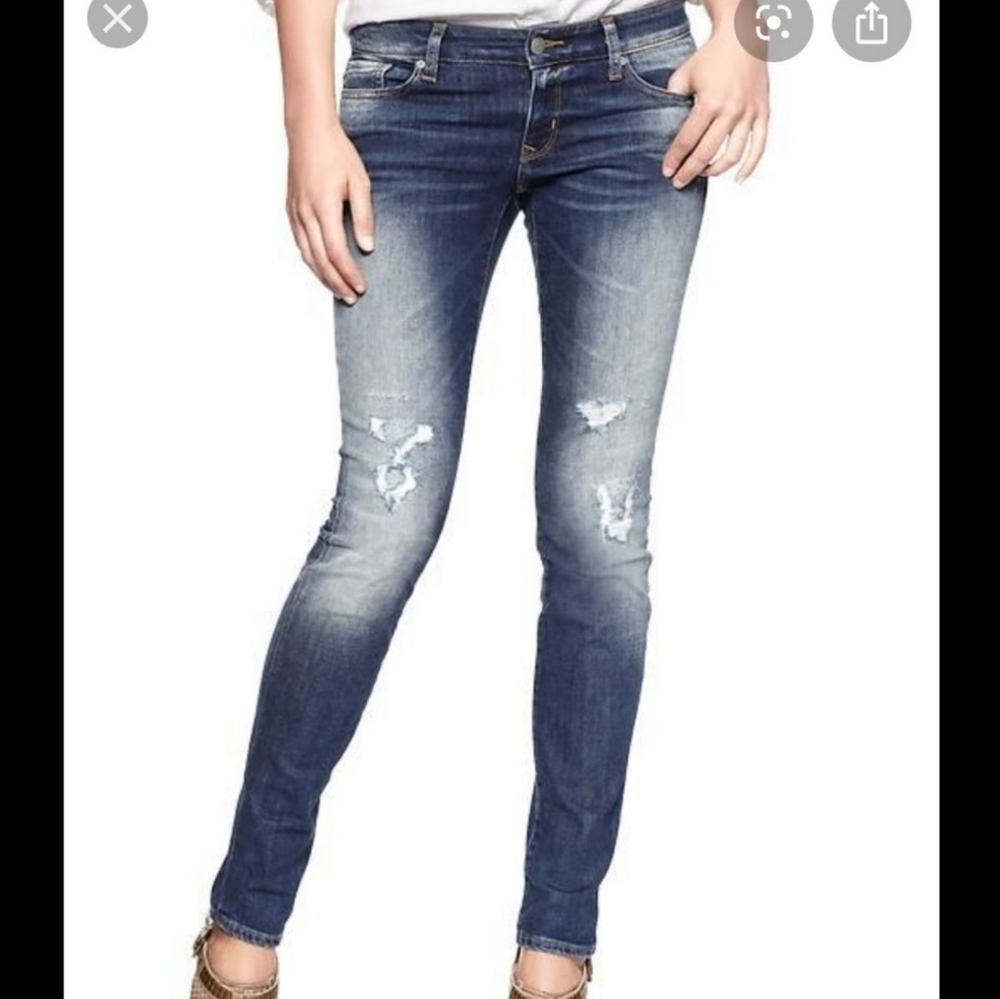Gap 1969 Destructed Ripped Always Skinny Jeans 26